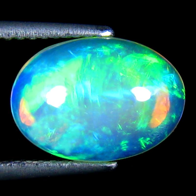 2.60 ct Superb Oval Cabochon Cut (12 x 9 mm) Ethiopia Play of Colors Rainbow Opal Natural Gemstone