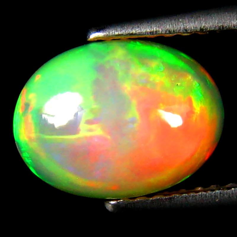 1.76 ct Super-Excellent Oval Cabochon Cut (11 x 8 mm) Ethiopia Play of Colors Rainbow Opal Natural Gemstone