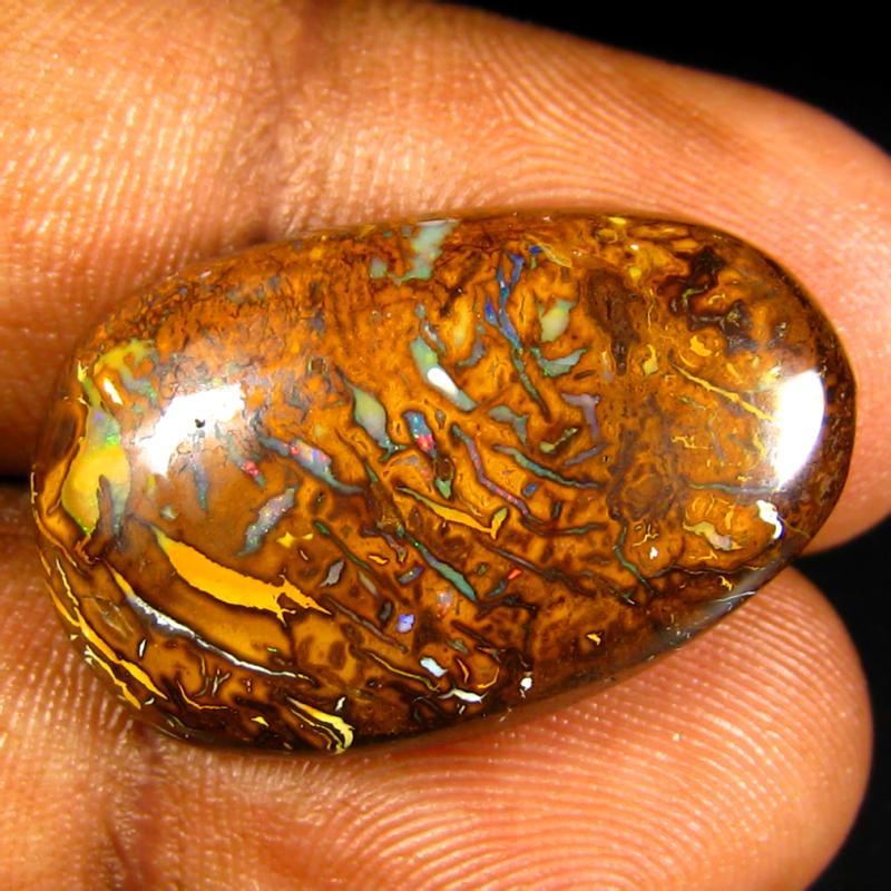 20.72 ct Best Fancy Shape (25 x 16 mm) Multi Color Australian Koroit Boulder Opal Natural Loose Gemstone