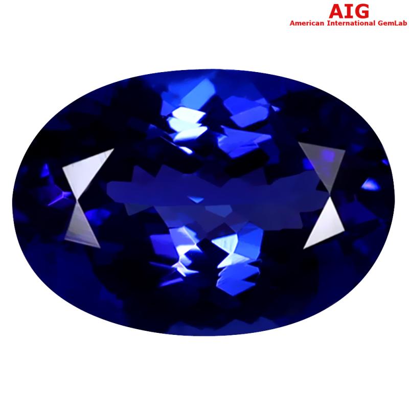 2.46 ct AIG CERTIFIED AAAA GRADE VERY GOOD OVAL CUT (10 X 7 MM) D'BLOCK TANZANITE GEMSTONE