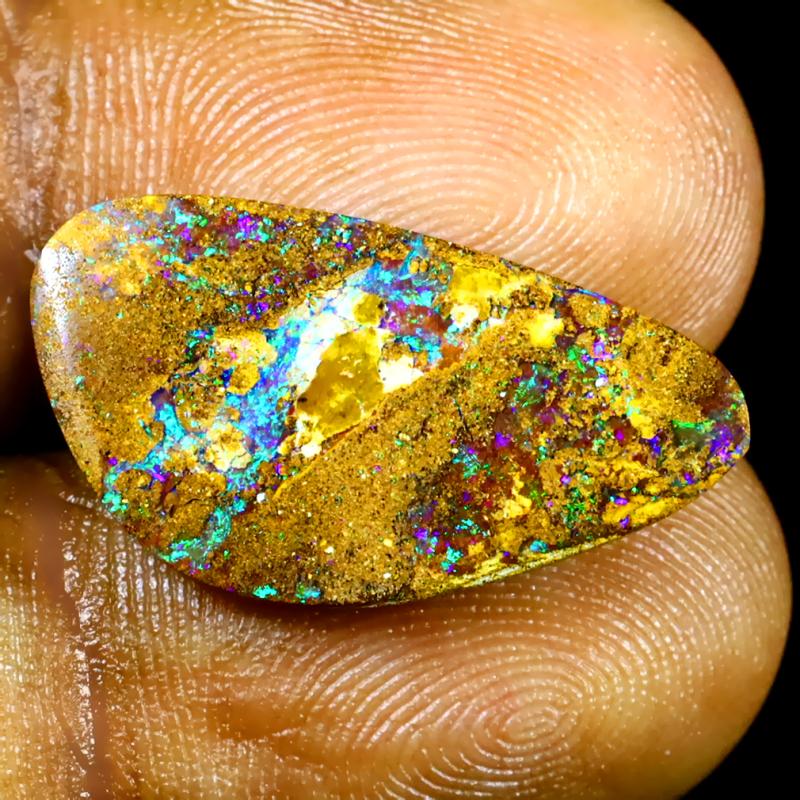 6.29 ct Romantic Fancy Shape (23 x 12 mm) Multi Color Australian Koroit Boulder Opal Natural Loose Gemstone