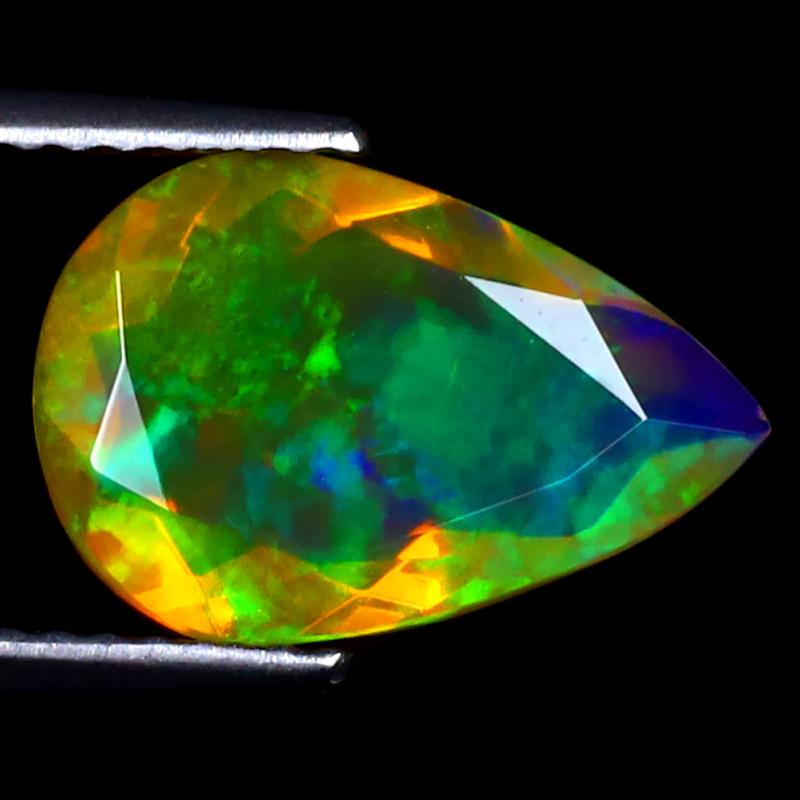 1.90 ct Incredible Pear (13 x 9 mm) Ethiopian 360 Degree Flashing Rainbow Opal Natural Gemstone