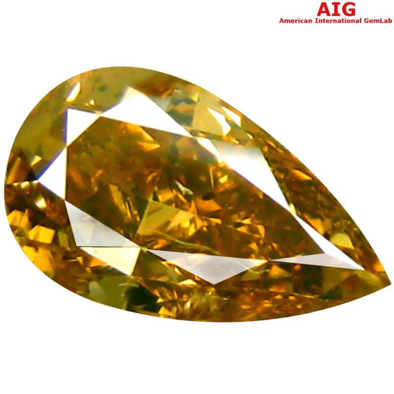 1.02 ct AIG Certified Marvelous Pear Cut (8 x 5 mm) Unheated / Untreated Fancy Orange Yellow Diamond Loose Stone