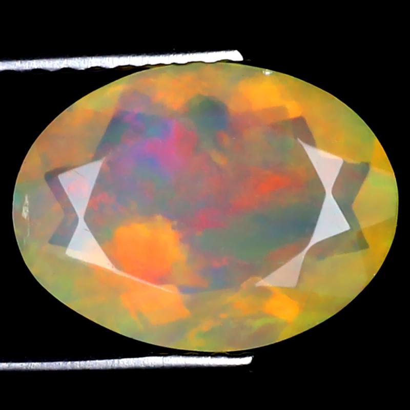 1.75 ct Premium Oval (11 x 9 mm) Ethiopian 360 Degree Flashing Rainbow Opal Natural Gemstone