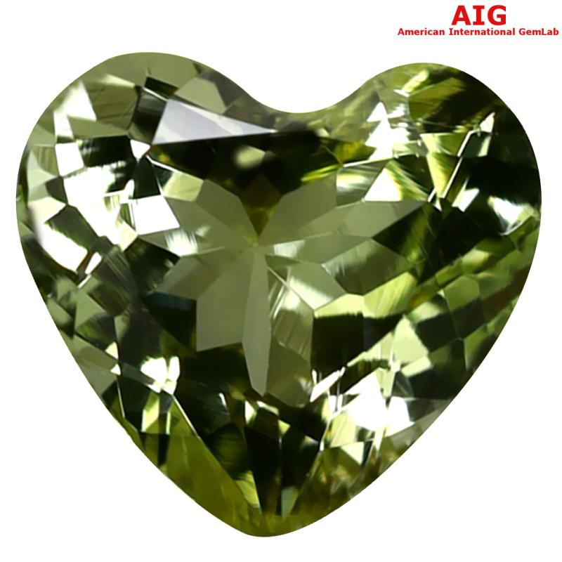 1.79 ct AIG Certified Wonderful Heart Shape (8 x 7 mm) Greenish Yellow Tanzanite Natural Gemstone