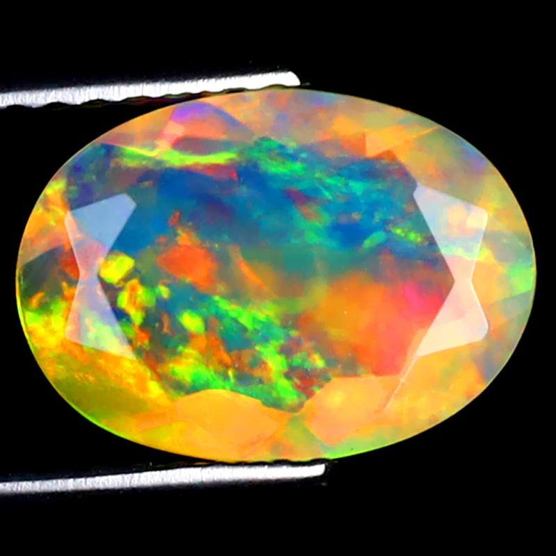 1.44 ct Incomparable Oval (11 x 8 mm) Ethiopian 360 Degree Flashing Rainbow Opal Natural Gemstone