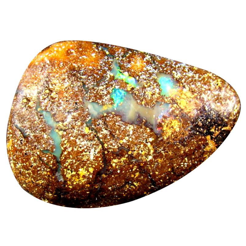 15.26 ct Five-star Fancy Cabochon Shape (21 x 15 mm) Play of Colors Australian Koroit Boulder Opal Natural Loose Gemstone