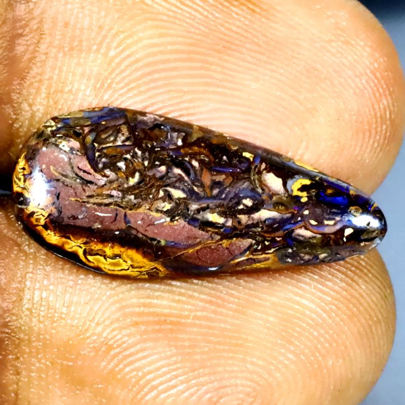 4.25 ct Attractive Fancy Shape (22 x 10 mm) Multi Color Australian Koroit Boulder Opal Natural Loose Gemstone