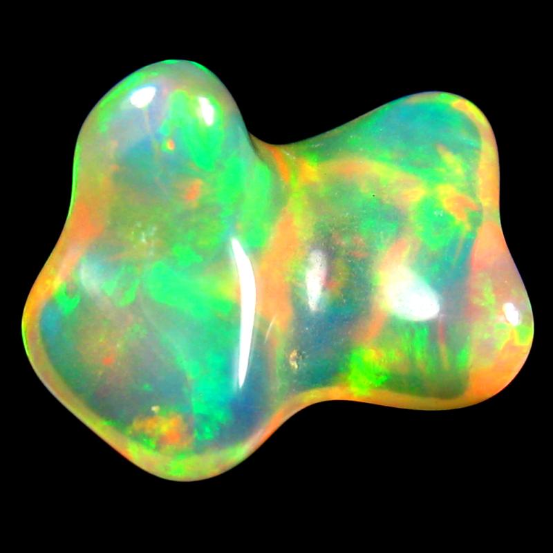 4.65 ct Eye-opening Fancy Cut (16 x 11 mm) Unheated / Untreated Play of Colors Rainbow Opal Natural Gemstone