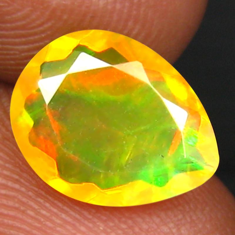 1.60 ct Romantic Pear (11 x 9 mm) Un-Heated Ethiopia Rainbow Opal Loose Gemstone
