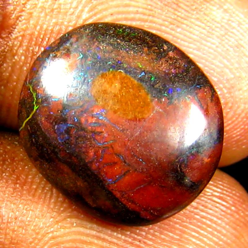 7.37 ct Splendid Fancy Shape (15 x 13 mm) Multi Color Australian Koroit Boulder Opal Natural Loose Gemstone
