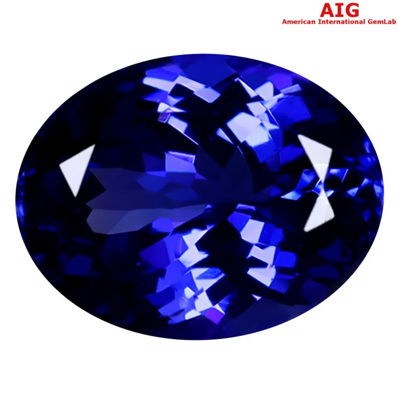1.92 ct AIG CERTIFIED AAAA GRADE SUPERIOR OVAL CUT (9 X 7 MM) D'BLOCK TANZANITE GEMSTONE