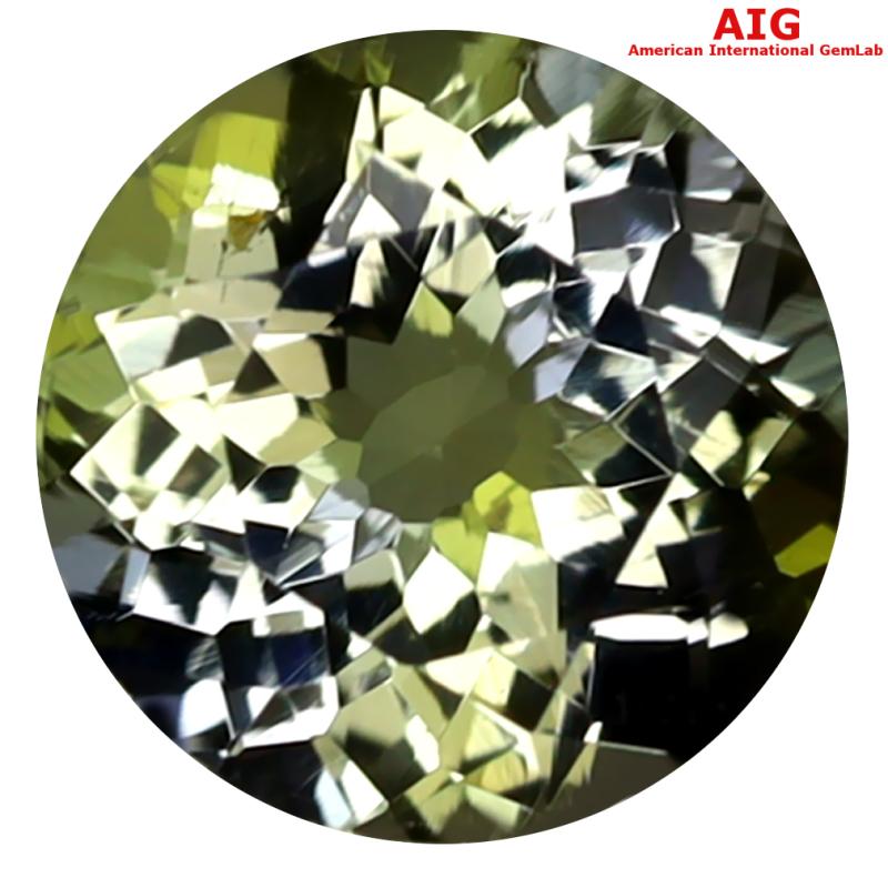 1.68 ct AIG Certified Extraordinary Round Shape (8 x 7 mm) Blue Yellow Tanzanite Natural Gemstone
