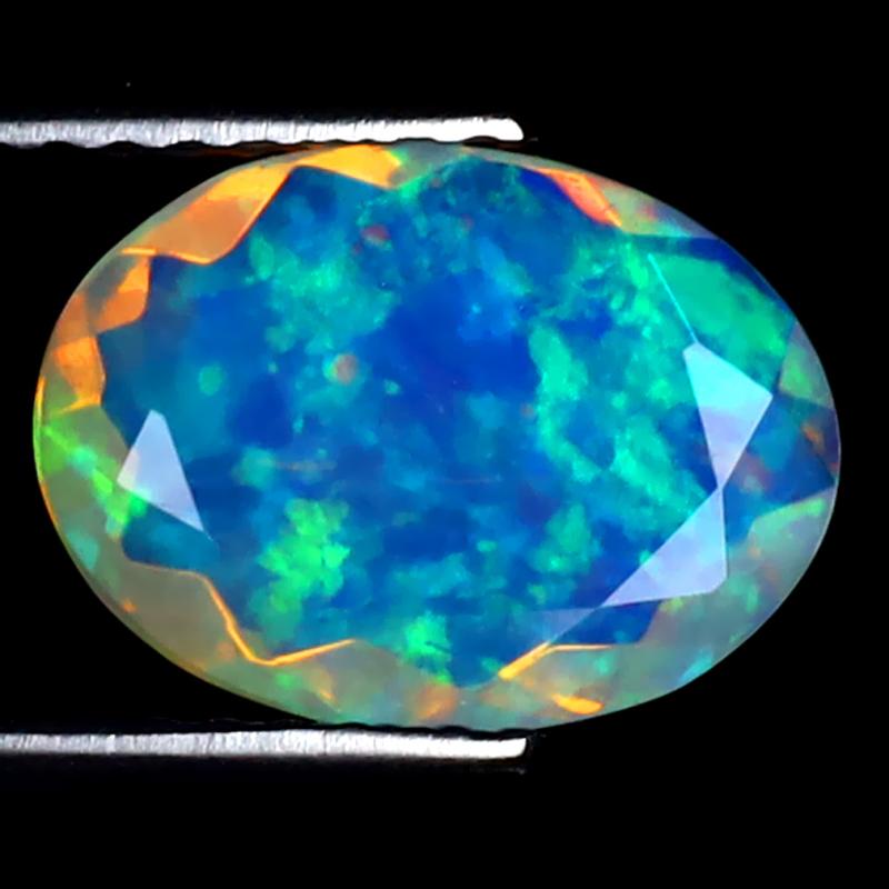 1.19 ct Eye-opening Oval (11 x 8 mm) Ethiopian 360 Degree Flashing Rainbow Opal Natural Gemstone