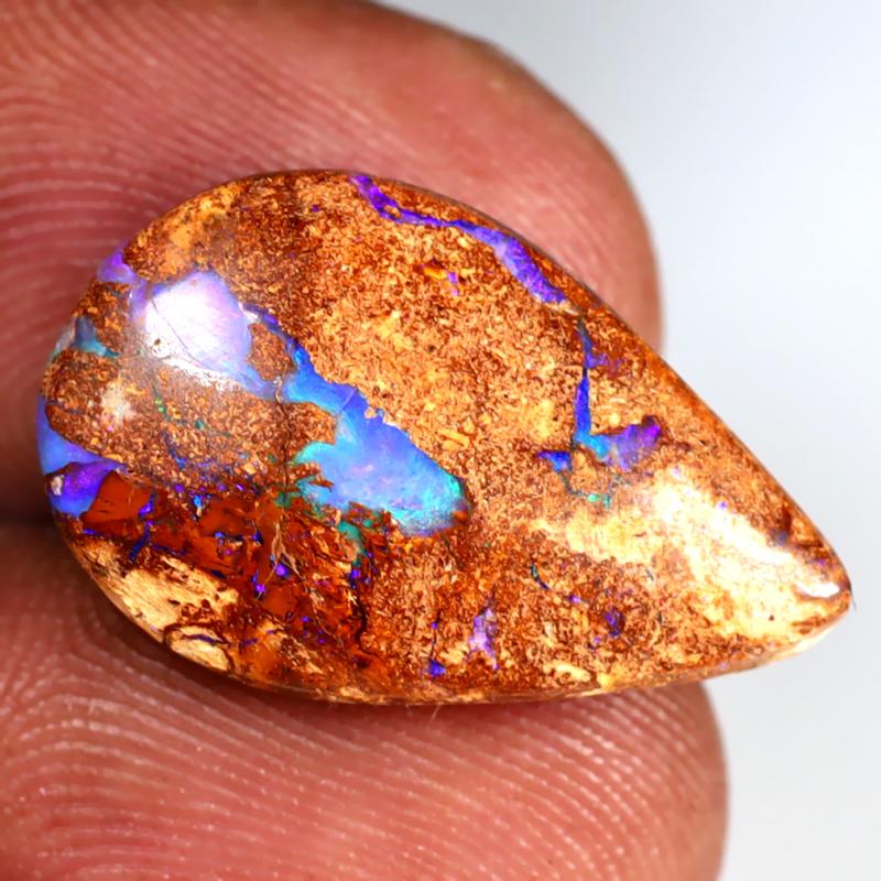 8.15 ct Awe-inspiring Fancy Shape (21 x 13 mm) Multi Color Australian Koroit Boulder Opal Natural Loose Gemstone