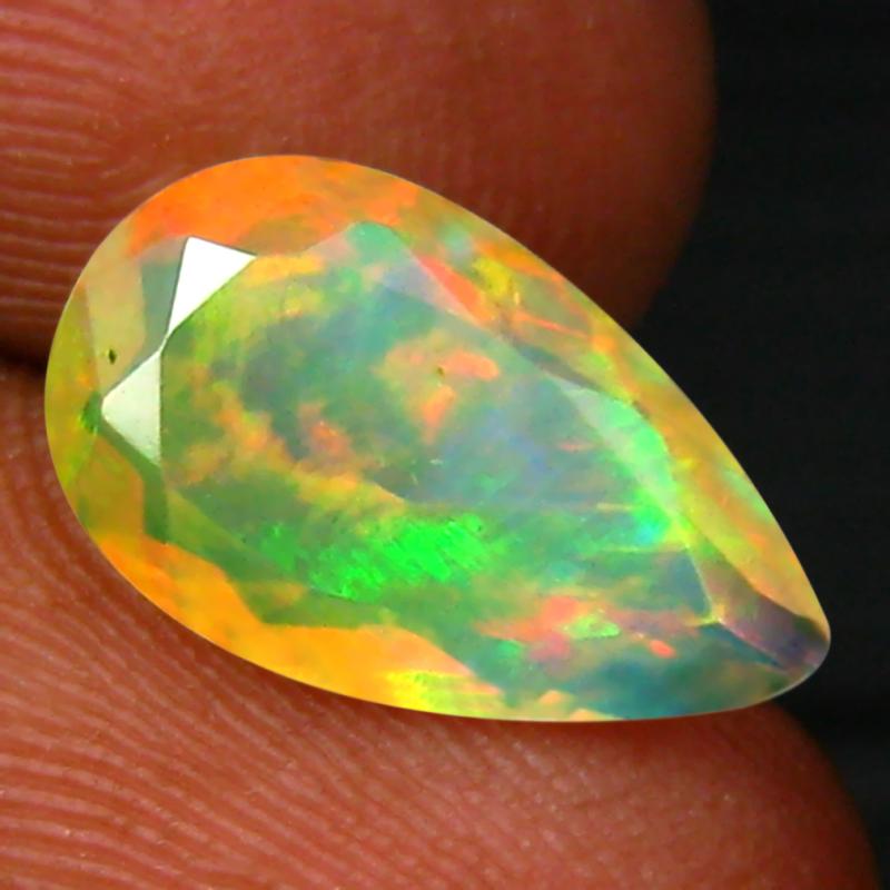 1.68 ct Terrific Pear (13 x 8 mm) Un-Heated Ethiopia Rainbow Opal Loose Gemstone