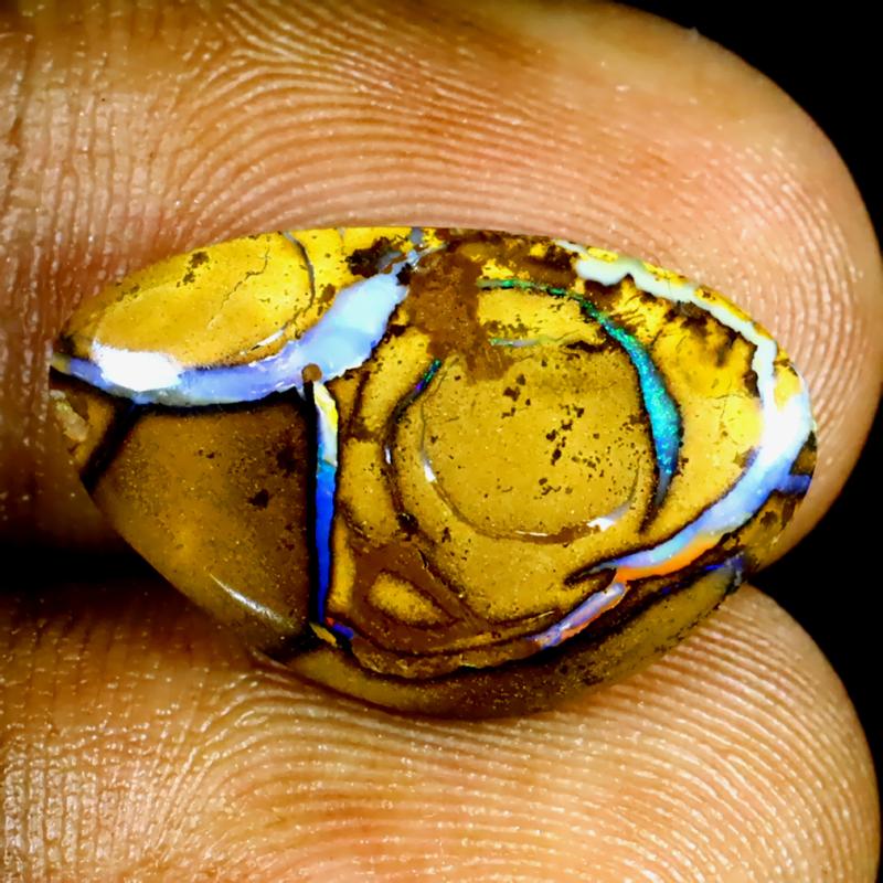 6.05 ct Spectacular Fancy Shape (19 x 12 mm) Multi Color Australian Koroit Boulder Opal Natural Loose Gemstone