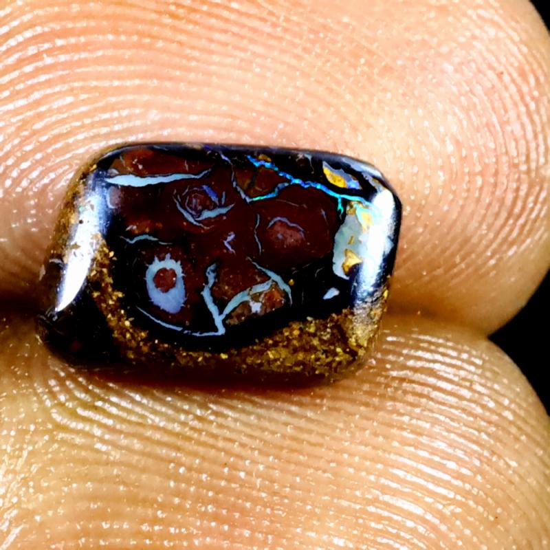2.54 ct Magnificent fire Fancy Shape (10 x 7 mm) Multi Color Australian Koroit Boulder Opal Natural Loose Gemstone