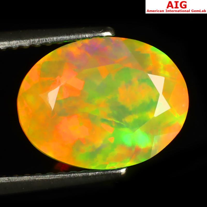 3.85 ct AIG Certified Good-looking Oval Shape (13 x 10 mm) Natural Rainbow Opal Loose Gemstone