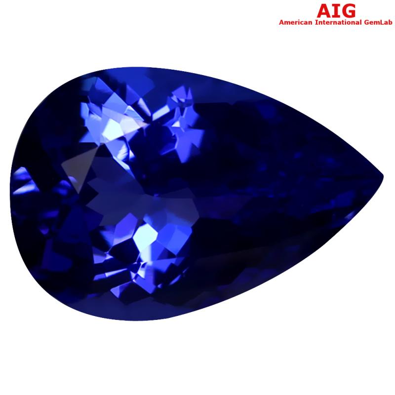 3.48 ct AIG CERTIFIED AAAA+ GRADE MARVELOUS PEAR CUT (12 X 8 MM) D'BLOCK TANZANITE GEMSTONE