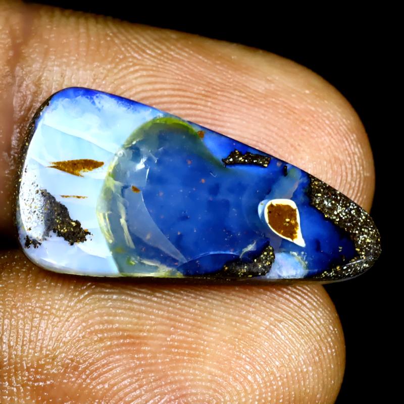 8.96 ct Resplendent Fancy Shape (23 x 12 mm) Multi Color Australian Koroit Boulder Opal Natural Loose Gemstone