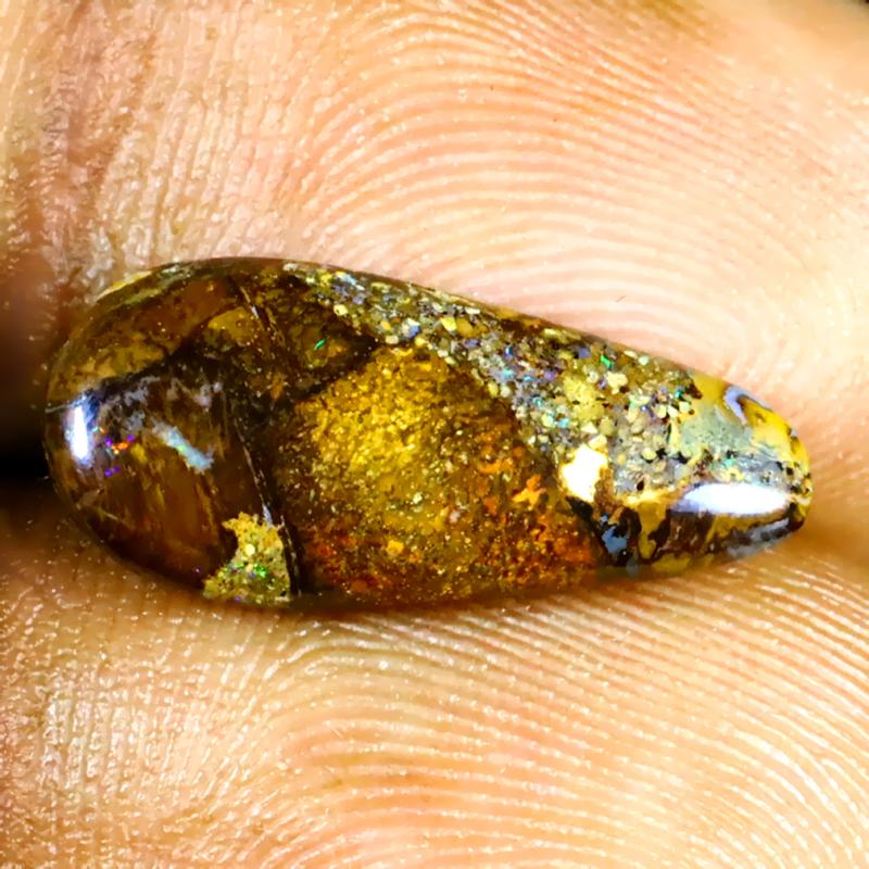 3.68 ct Amazing Fancy Shape (18 x 8 mm) Multi Color Australian Koroit Boulder Opal Natural Loose Gemstone
