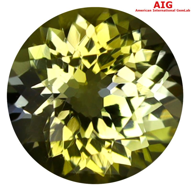 1.70 ct AIG Certified Eye-opening Round Shape (8 x 8 mm) Greenish Yellow Tanzanite Natural Gemstone