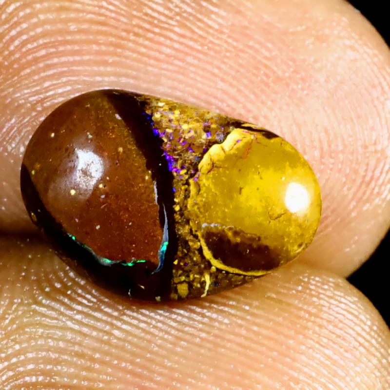 3.28 ct Valuable Fancy Shape (13 x 9 mm) Multi Color Australian Koroit Boulder Opal Natural Loose Gemstone