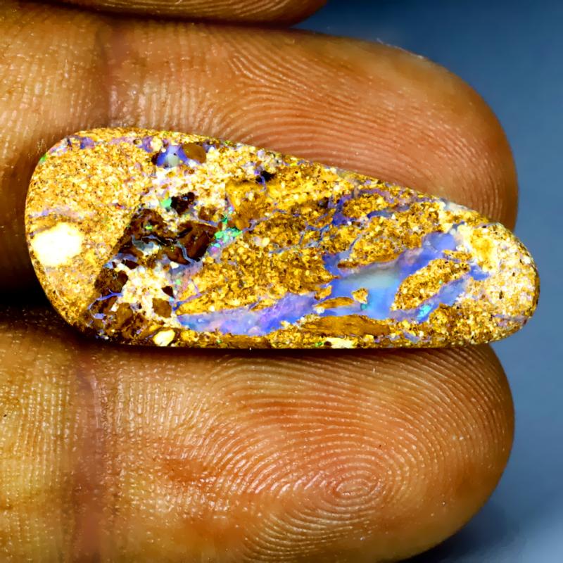 8.64 ct Incredible Fancy Shape (28 x 11 mm) Multi Color Australian Koroit Boulder Opal Natural Loose Gemstone