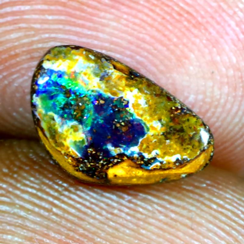 1.73 ct Super-Excellent Fancy Shape (10 x 6 mm) Multi Color Australian Koroit Boulder Opal Natural Loose Gemstone