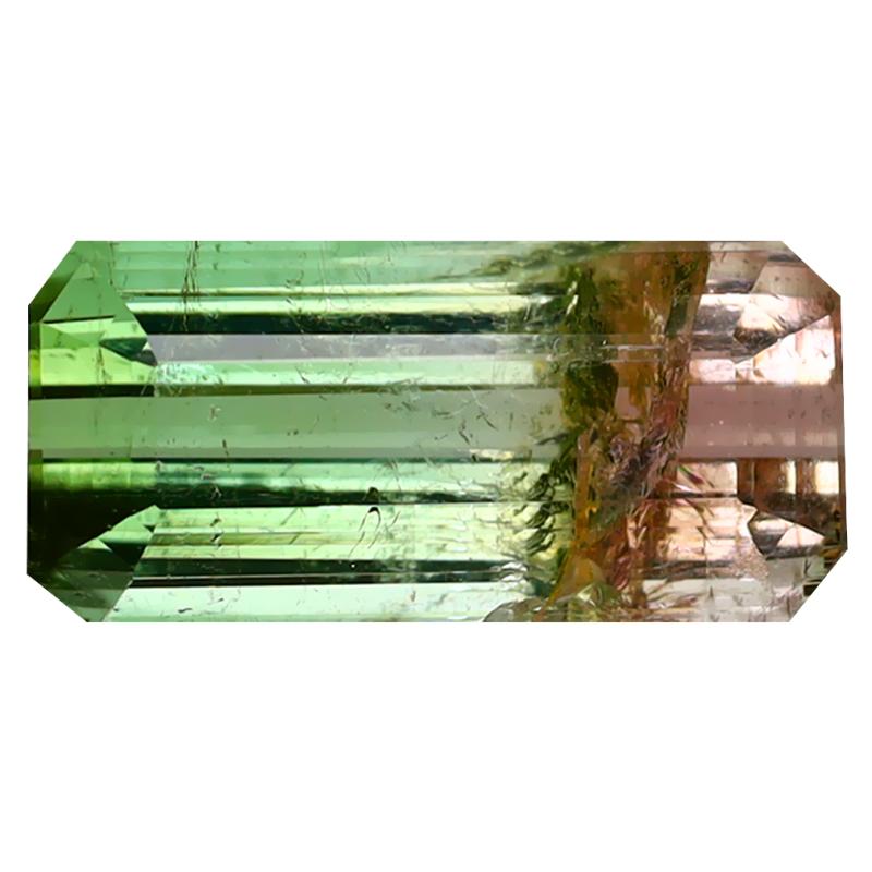 5.58 ct Good-looking Octagon Cut (15 x 7 mm) Mozambique Bi Color Tourmaline Natural Gemstone