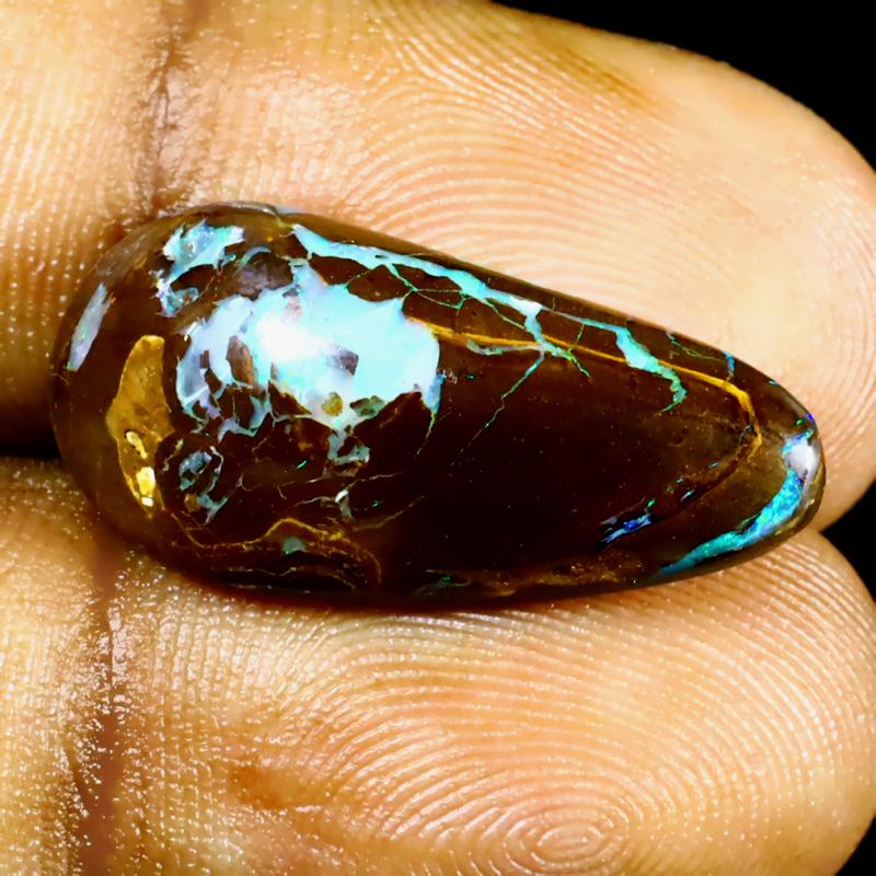 11.60 ct Excellent Fancy Shape (24 x 11 mm) Multi Color Australian Koroit Boulder Opal Natural Loose Gemstone