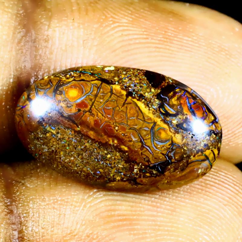 7.87 ct Incomparable Fancy Shape (19 x 11 mm) Multi Color Australian Koroit Boulder Opal Natural Loose Gemstone