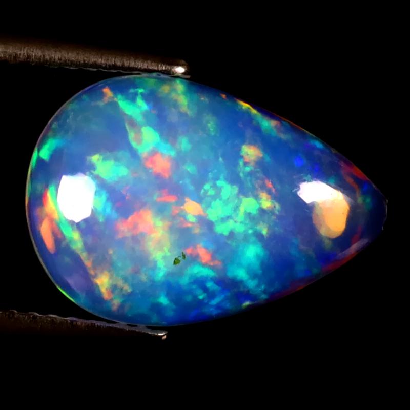 2.98 ct Elegant Pear Cabochon (15 x 10 mm) Ethiopian 360 Degree Flashing Rainbow Opal Natural Gemstone