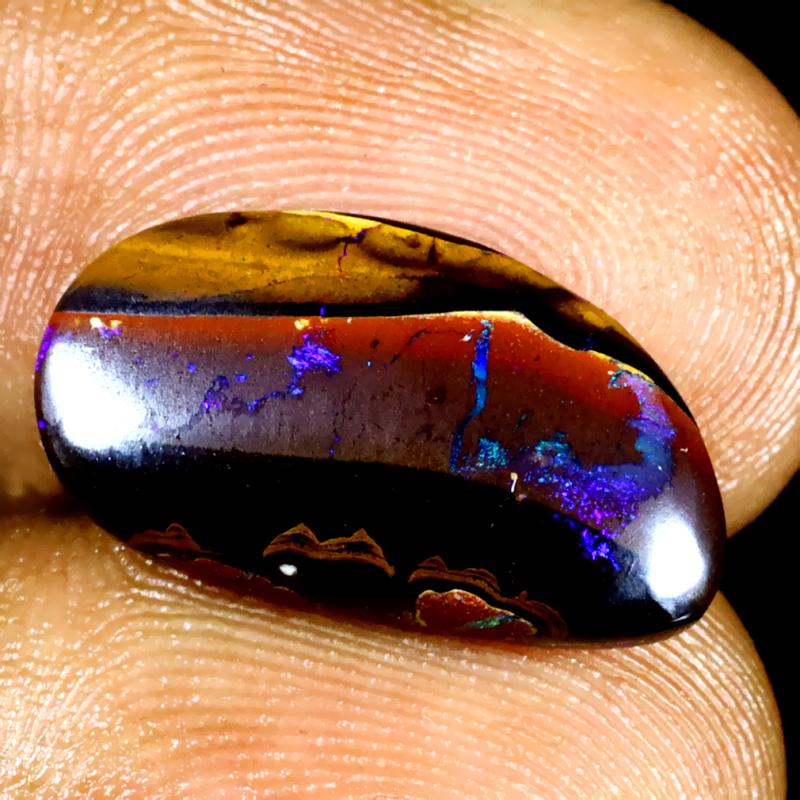 5.56 ct Amazing Fancy Shape (17 x 10 mm) Multi Color Australian Koroit Boulder Opal Natural Loose Gemstone