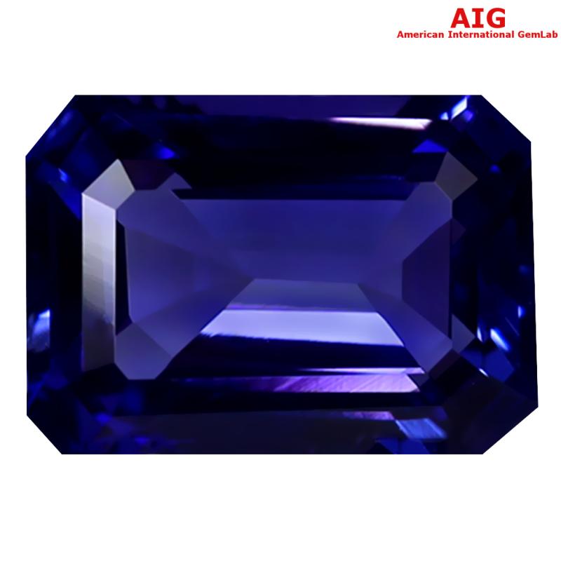 3.26 ct AIG CERTIFIED AAAA+ GRADE EXTRAORDINARY OCTAGON CUT (10 X 7 MM) D'BLOCK TANZANITE GEMSTONE