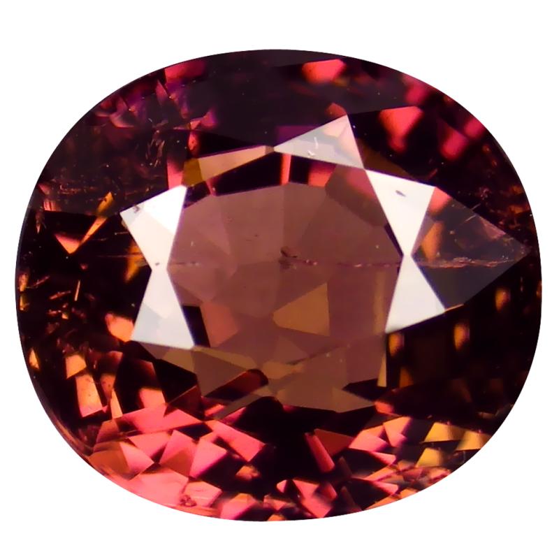 2.06 ct Fair Oval Cut (8 x 7 mm) Mozambique Orange Pink Tourmaline Natural Gemstone