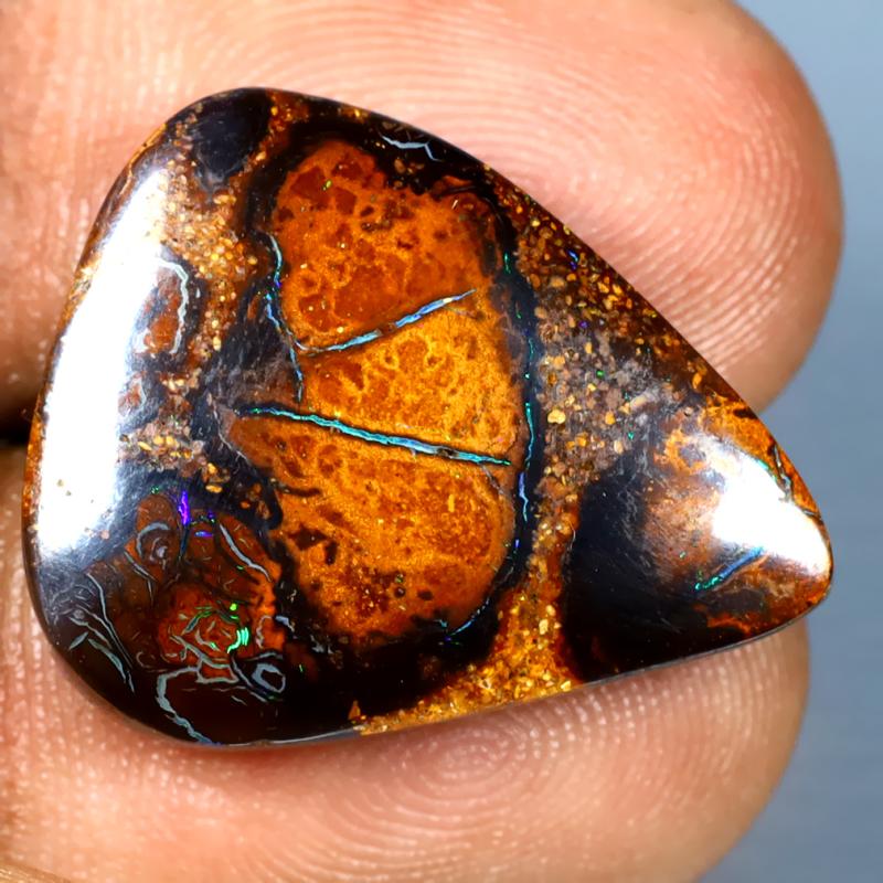 17.21 ct Flashing Pear Cabochon Shape (22 x 18 mm) Multi Color Australian Koroit Boulder Opal Natural Loose Gemstone
