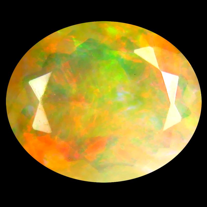 3.46 ct Spectacular Oval (13 x 11 mm) Un-Heated Ethiopia Rainbow Opal Loose Gemstone