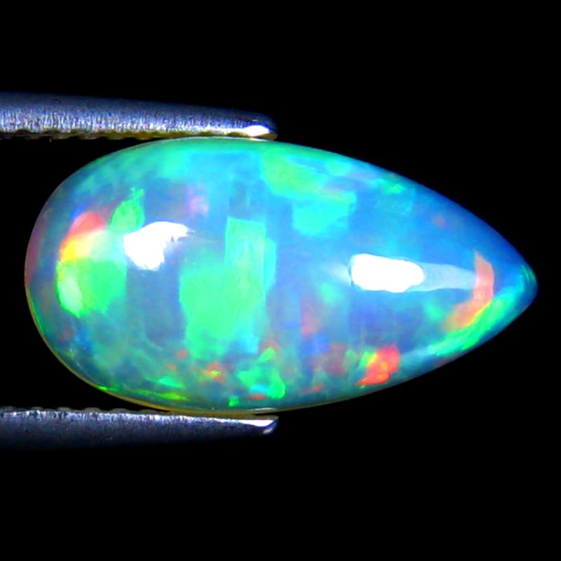 3.33 ct Incredible Pear Cabochon Cut (16 x 8 mm) Ethiopia Play of Colors Rainbow Opal Natural Gemstone