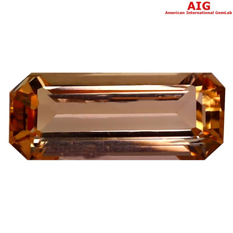 1.00 ct AIG Certified Gorgeous Octagon Cut (9 x 4 mm) Unheated / Untreated Orange Yellow Imperial Topaz Loose Stone