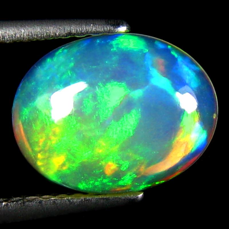 1.66 ct Stunning Oval Cabochon Cut (11 x 9 mm) Ethiopia Play of Colors Rainbow Opal Natural Gemstone