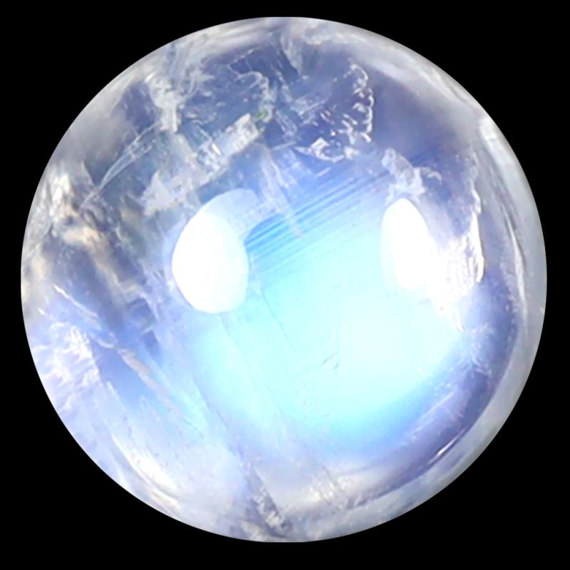 1.76 ct AAA Outstanding Round Cabochon Shape (7 x 7 mm) Rainbow Blue Moonstone Natural Gemstone