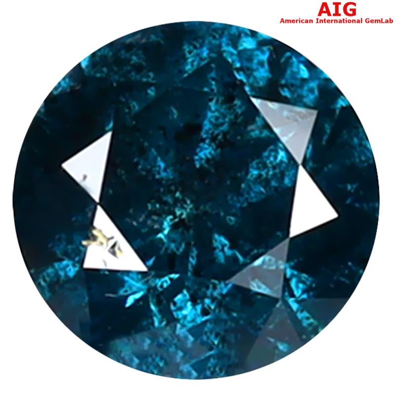 1.09 ct AIG CERTIFIED REMARKABLE ROUND SHAPE (6 X 6 MM) GENUINE GREENISH BLUE DIAMOND LOOSE STONE