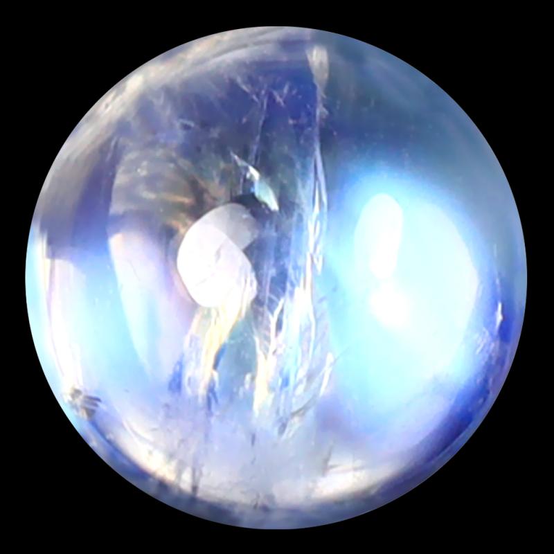 1.63 ct AAA Superb Round Cabochon Shape (7 x 7 mm) Rainbow Blue Moonstone Natural Gemstone