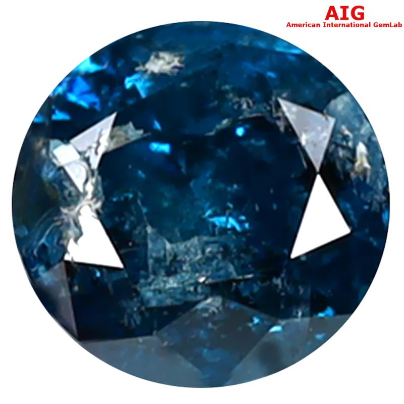 1.00 ct AIG CERTIFIED SHIMMERING ROUND SHAPE (6 X 6 MM) GENUINE VIVID BLUE DIAMOND LOOSE STONE