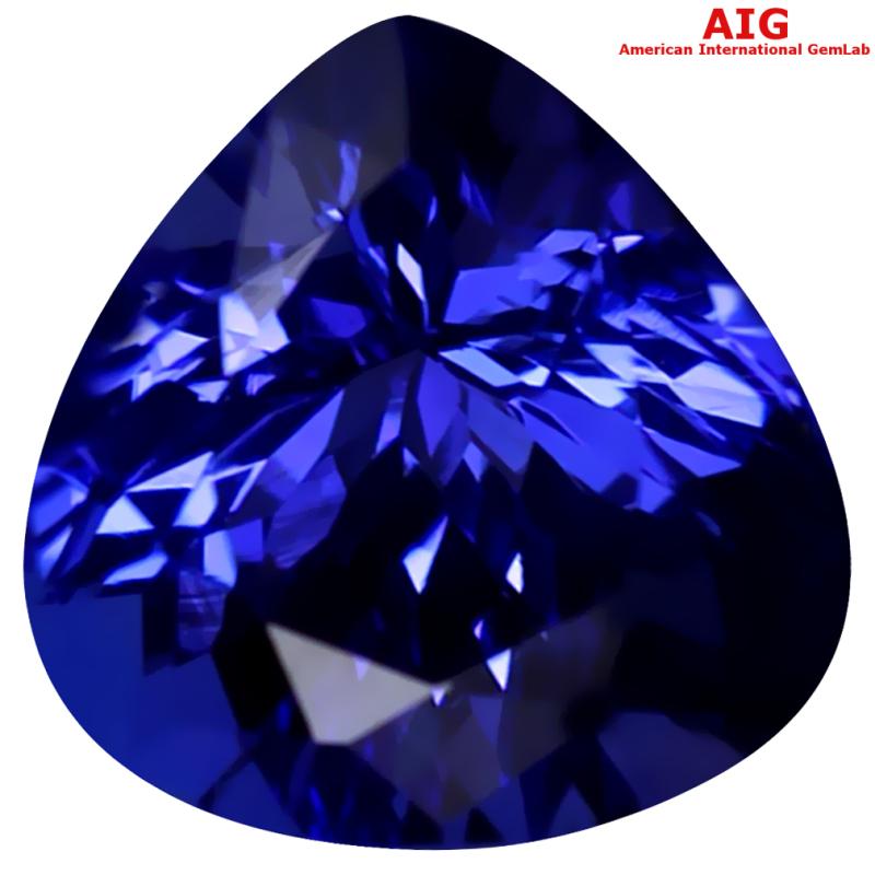 1.26 ct AIG CERTIFIED AAAA GRADE FLASHING PEAR CUT (7 X 7 MM) D'BLOCK TANZANITE GEMSTONE