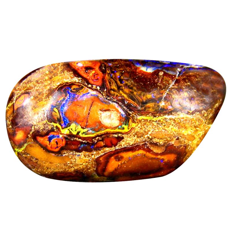 19.80 ct Splendid Fancy Cabochon Shape (21 x 12 mm) Play of Colors Australian Koroit Boulder Opal Natural Loose Gemstone