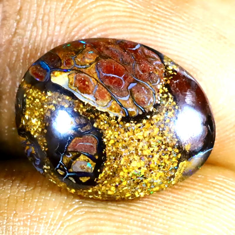6.40 ct Exquisite Fancy Shape (15 x 12 mm) Multi Color Australian Koroit Boulder Opal Natural Loose Gemstone