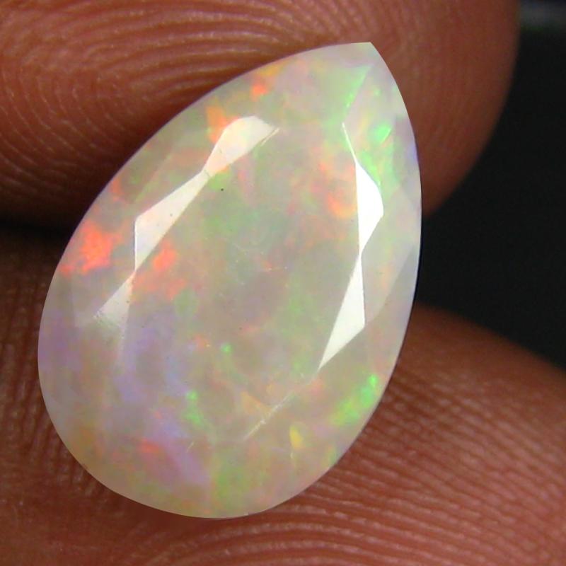2.46 ct Charming Pear (14 x 9 mm) Un-Heated Ethiopia Rainbow Opal Loose Gemstone